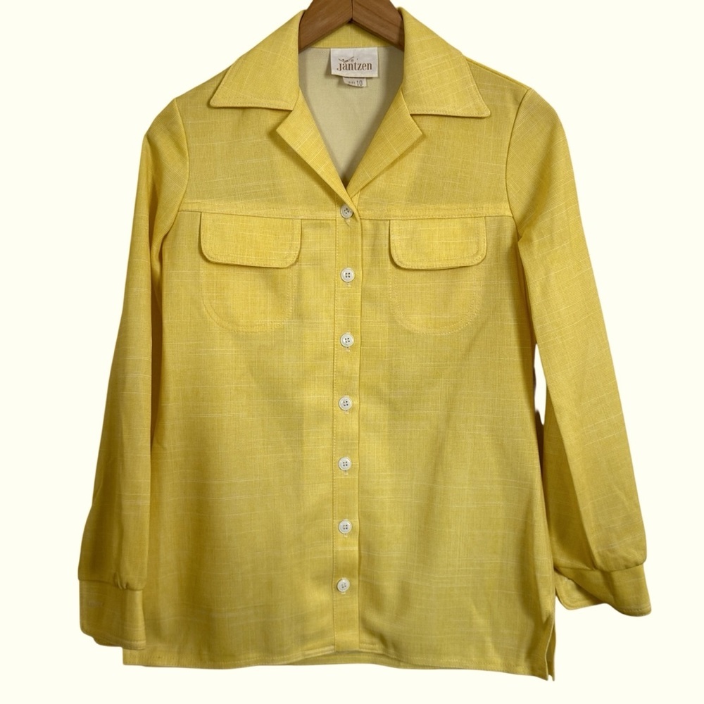 Jantzen Womens Shirt Jacket Yellow Pointed Collar 70s Vintage Women’s 10